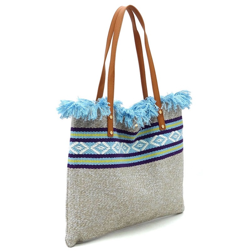 Woven Tote Bag Vacation Resort Cruise Travel Bag New With Tags Shoulder Straps